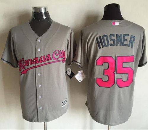 Royals #35 Eric Hosmer Grey New Cool Base Mother's Day Stitched MLB Jersey
